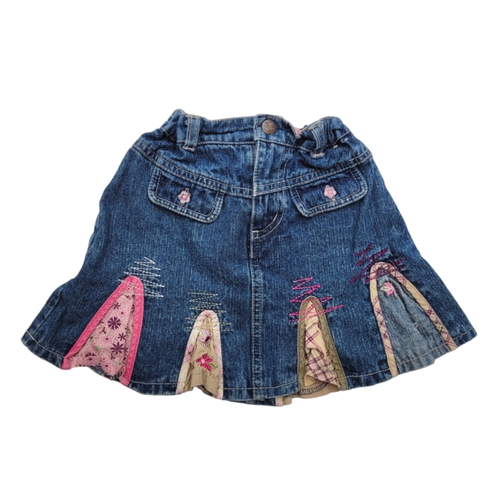 Vintage Y2K Faded Glory denim patchwork mini skirt